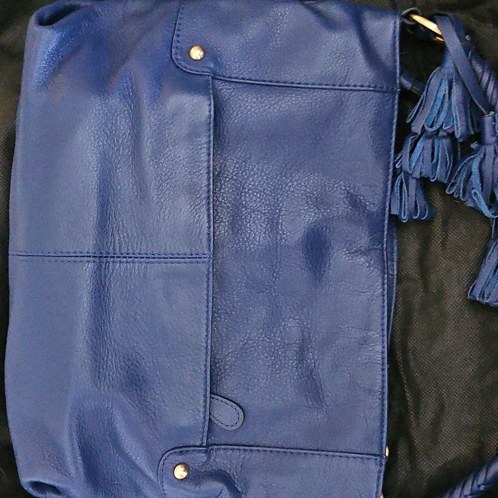 Fiore By Isabella Fiore Cobalt Blue Embroidered Leather Bag - Picture 12 of 12